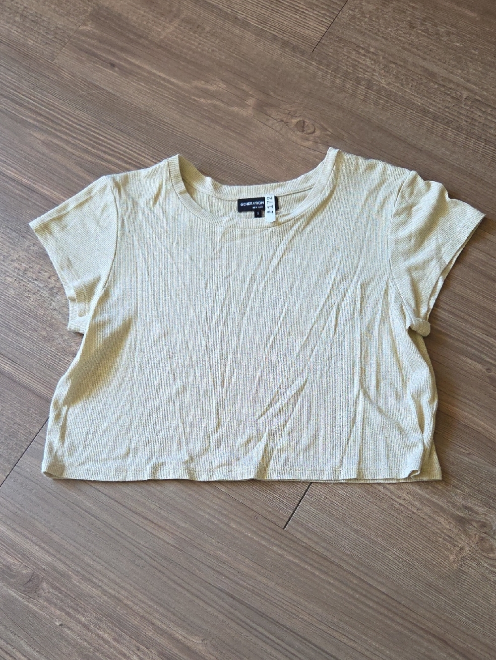 GENERATION LOVE Cream Ribbed Crop Tee